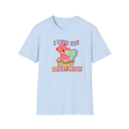 Expressive 'I Love You Beary Much' Teddy Bear T-Shirt - Adorable Love Heart Pun Tee - Sweet Valentine's Day & Anniversary Gift