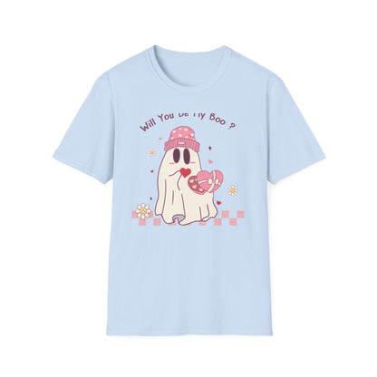 Adorable 'Will You Be My Boo' Ghost T-Shirt - Sweet Valentine's Day Proposal Tee - Cute Romantic Gift Apparel