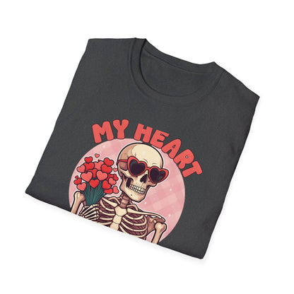 Adorably Spooky 'My Heart For You' Skeleton T-Shirt - Unique Valentine's Day & Romantic Gift Apparel for Couples