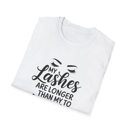 Glamorous 'My Lashes Are Feeling Long Today' T-Shirt | Empowering Beauty Lover Tee for Women | Chic & Witty Quote Top