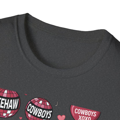 Howdy Valentine Cowboy T-Shirt | Sweet Western Love & YEEHAW Disco Heart Tee for Her | Unique Valentine's Day Gift