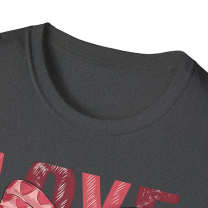 Charming Pink Heart Bow 'LOVE' T-Shirt - Sweet Valentine's Day & Romantic Women's Graphic Tee