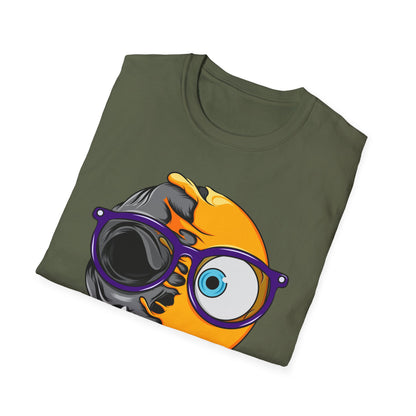 Unique Half Emoji Skull T-Shirt | Bold Melting Face Graphic Tee | Edgy Dual Personality Design for Distinct Style Seekers