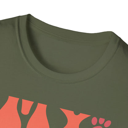 My Valentine Has Paws T-Shirt | Groovy Retro Pet Lover Tee | Adorable Dog Mom Cat Owner Gift