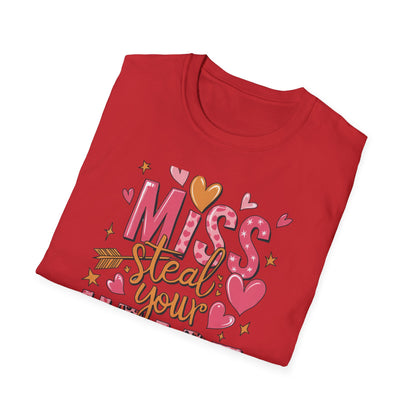 Miss Steal Your Heart T-Shirt | Adorable Valentine's Day Love Tee | Pink Leopard Print & Cupid's Arrow Shirt