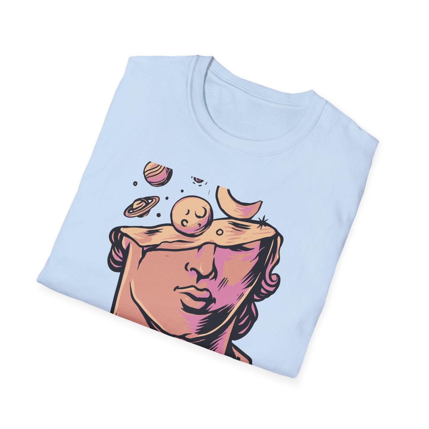 Stunning Cosmic Mind T-Shirt | Celestial Statue Aesthetic Art Tee | Unique Space & Planets Dreamer Top