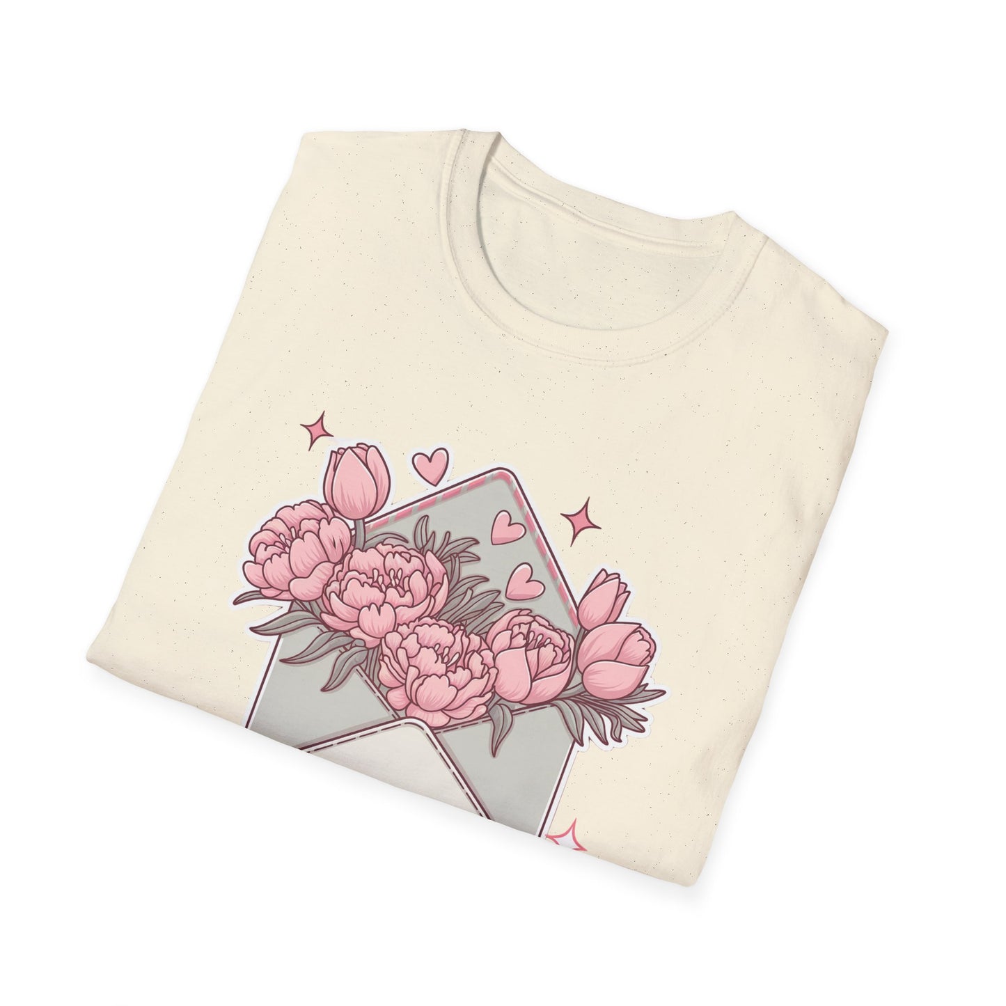 Sweet Love Letter T-Shirt: 'Take All My Love' Peony & Tulip Envelope Tee | Romantic Gift for Her
