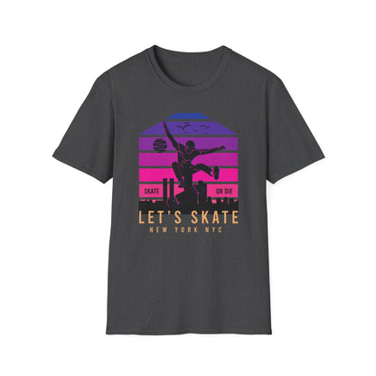 Epic Retro NYC Skater T-Shirt | Vibrant “Skate or Die” Urban Streetwear Tee for Skateboarders & Style Lovers