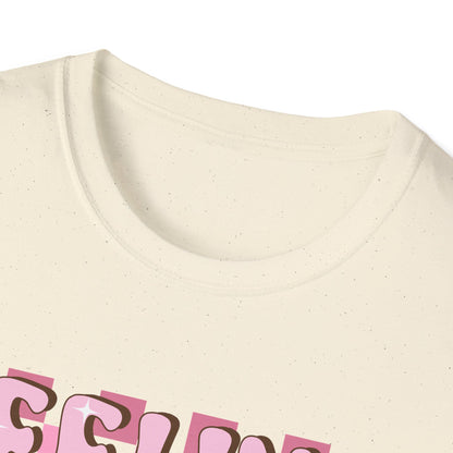 Feeling Lucky Groovy T-Shirt | Pink Heart Dice Retro Aesthetic Tee | Trendy Y2K Cute Sparkling Top for Women & Teens