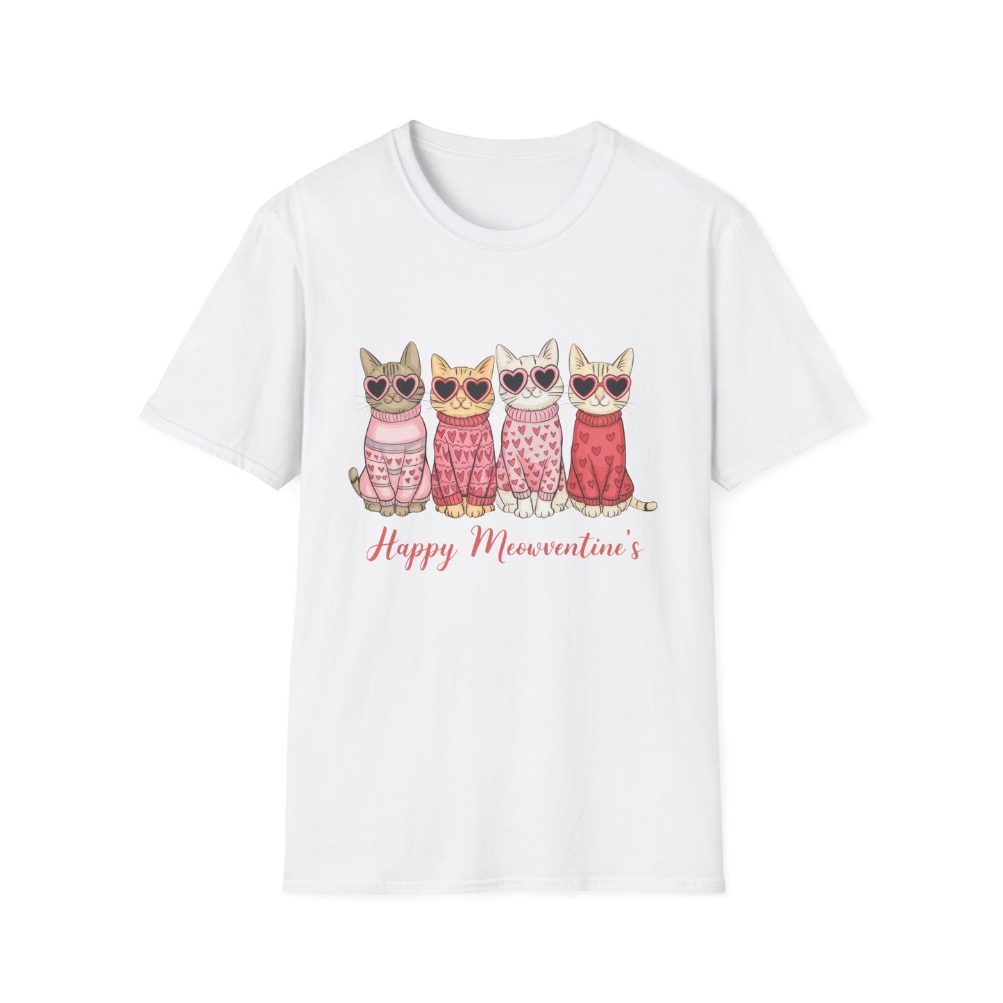 Purrfect Happy Meowwventine's T-Shirt | Adorable Cats with Heart Sunglasses | Unique Valentine's Day Gift for Cat Lovers
