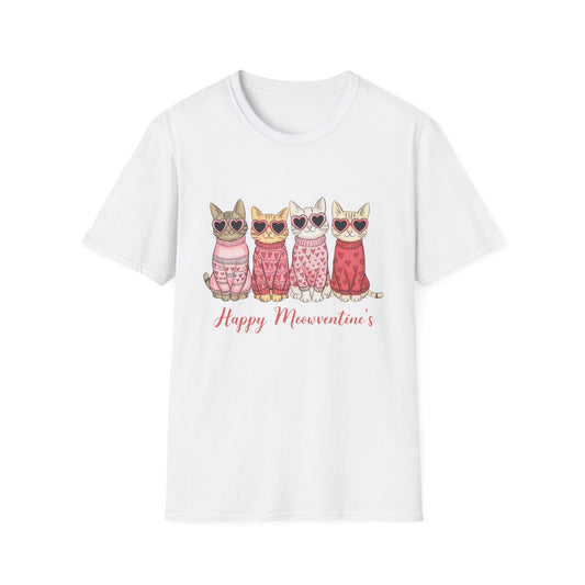 Purrfect Happy Meowwventine's T-Shirt | Adorable Cats with Heart Sunglasses | Unique Valentine's Day Gift for Cat Lovers