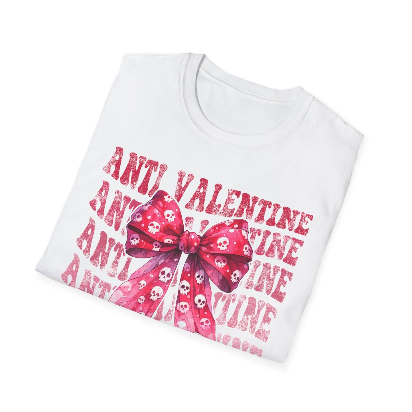 Sassy Anti Valentine's Club T-Shirt: Edgy Pink Skull Bow Tee | Unique Valentine's Day Rejection & Goth Aesthetic Statement Top