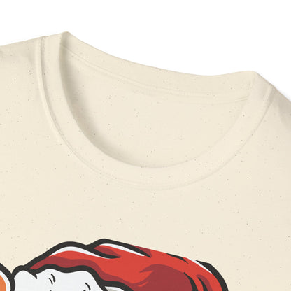 Festive Santa Cat T-Shirt with Candy Canes | Adorable Holiday Feline Tee | Purrfect Christmas Gift for Cat Lovers