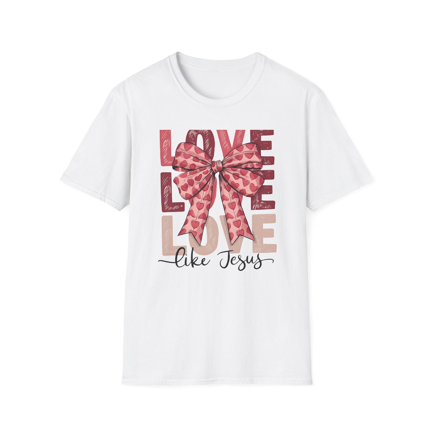 Charming Pink Heart Bow 'LOVE' T-Shirt - Sweet Valentine's Day & Romantic Women's Graphic Tee