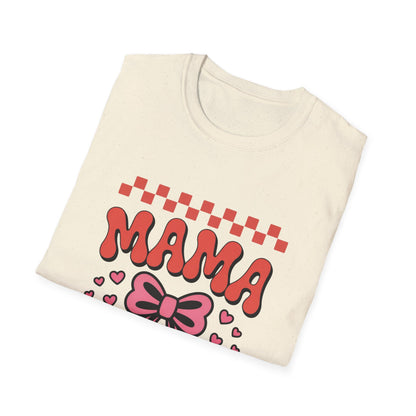 Groovy Mama T-Shirt | Adorable Pink Bow Hearts & Checkerboard | Perfect Mother's Day Gift for Trendy Moms