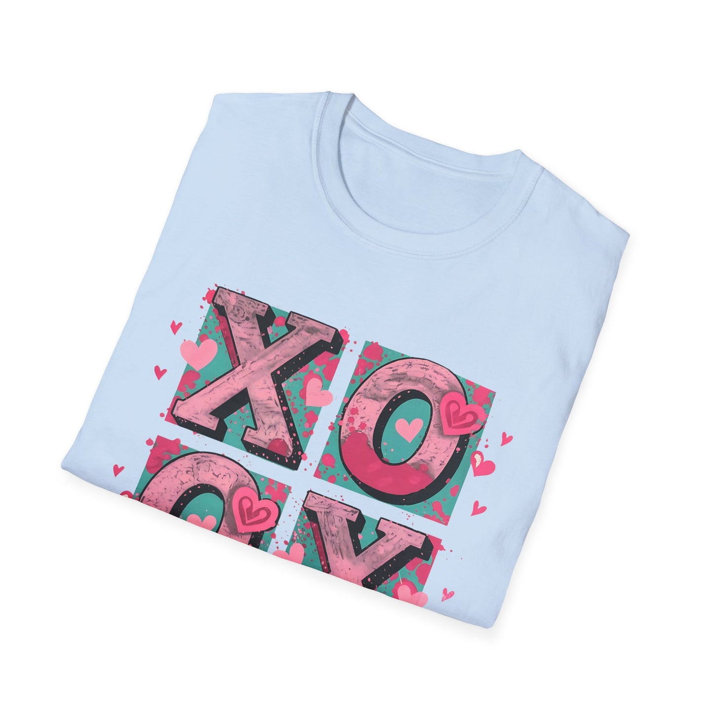 Expressive XOXO T-Shirt | Distressed Hugs & Kisses Valentine's Day Tee | Trendy Romantic Love Shirt for Her