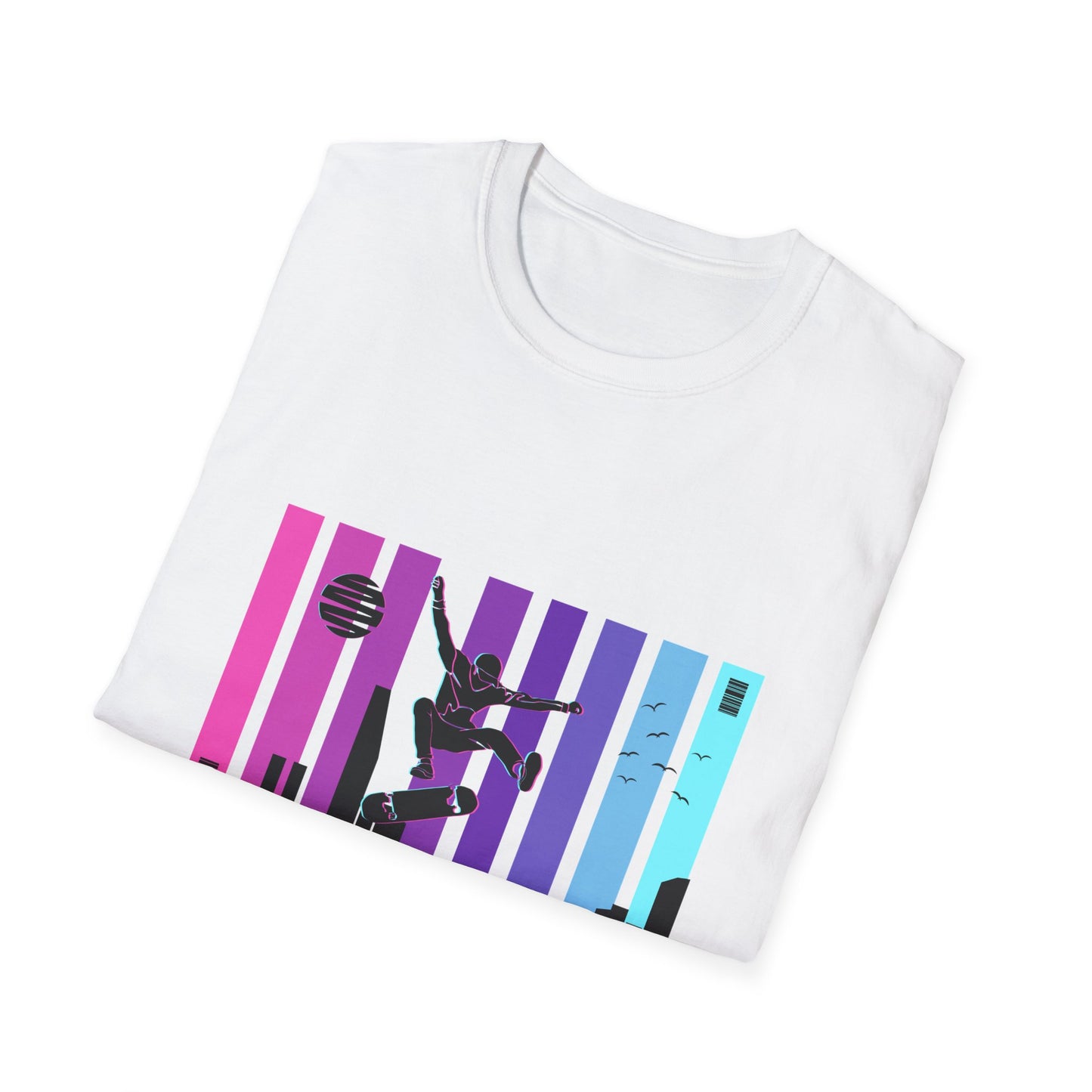 Epic Skateboarder City Sunset T-Shirt - Vibrant Urban Skate Streetwear Tee for Dynamic Style & Skater Enthusiasts