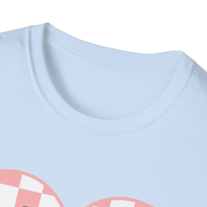 Trendy 'Be Mine' Valentine's T-Shirt | Cute Pink Checkerboard Heart Tee | Retro Y2K Love Gift for Her