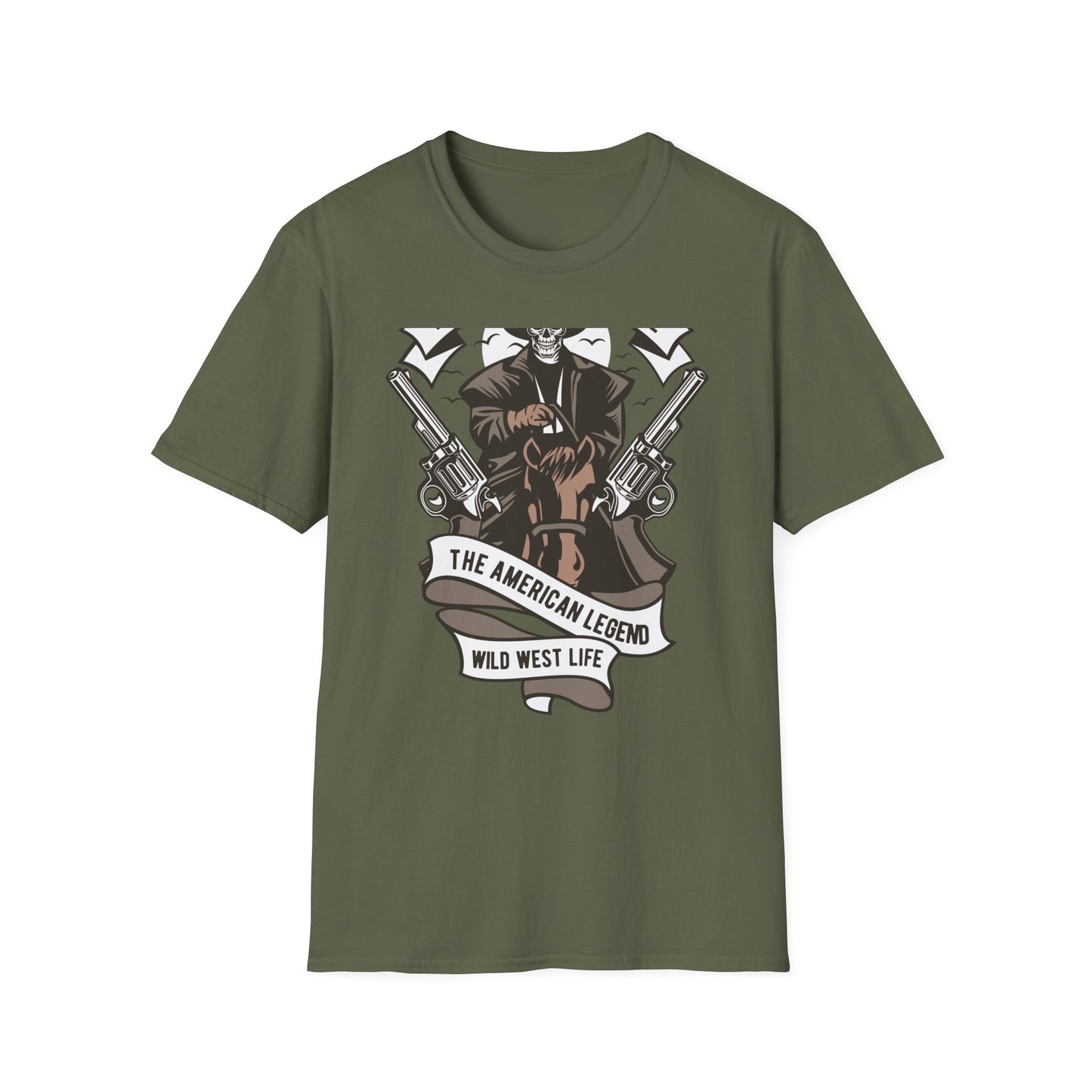 Legendary Wild West Skeleton Cowboy T-Shirt - Iconic American Legend & Vintage Outlaw Rider Tee for Men, Epic Western Culture Fan Gift