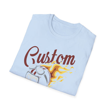 Custom Build & Repair T-Shirt | Vintage Biker Skull Flames Tee | Iconic Mechanic & Hot Rod Enthusiast Apparel