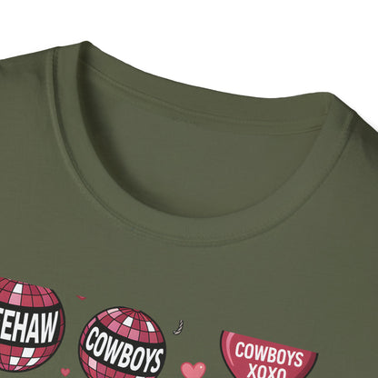 Howdy Valentine Cowboy T-Shirt | Sweet Western Love & YEEHAW Disco Heart Tee for Her | Unique Valentine's Day Gift