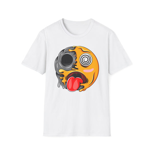 Trippy Melting Skull Emoji T-Shirt - Unique Psychedelic Graphic Tee | Cool Streetwear Statement Gift