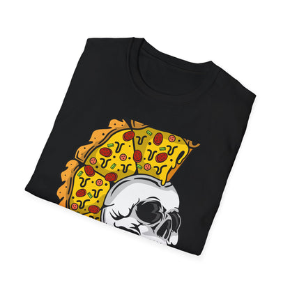 Epic Pizza Mohawk Skull T-Shirt | Radical Foodie & Punk Rock Style Tee | Unique Apparel for Men & Women