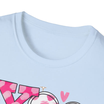Sparkling XOXO Love Hearts T-Shirt | Chic Pink Polka Dot & Brushstroke Tee | Perfect Valentine's Day & Everyday Wear