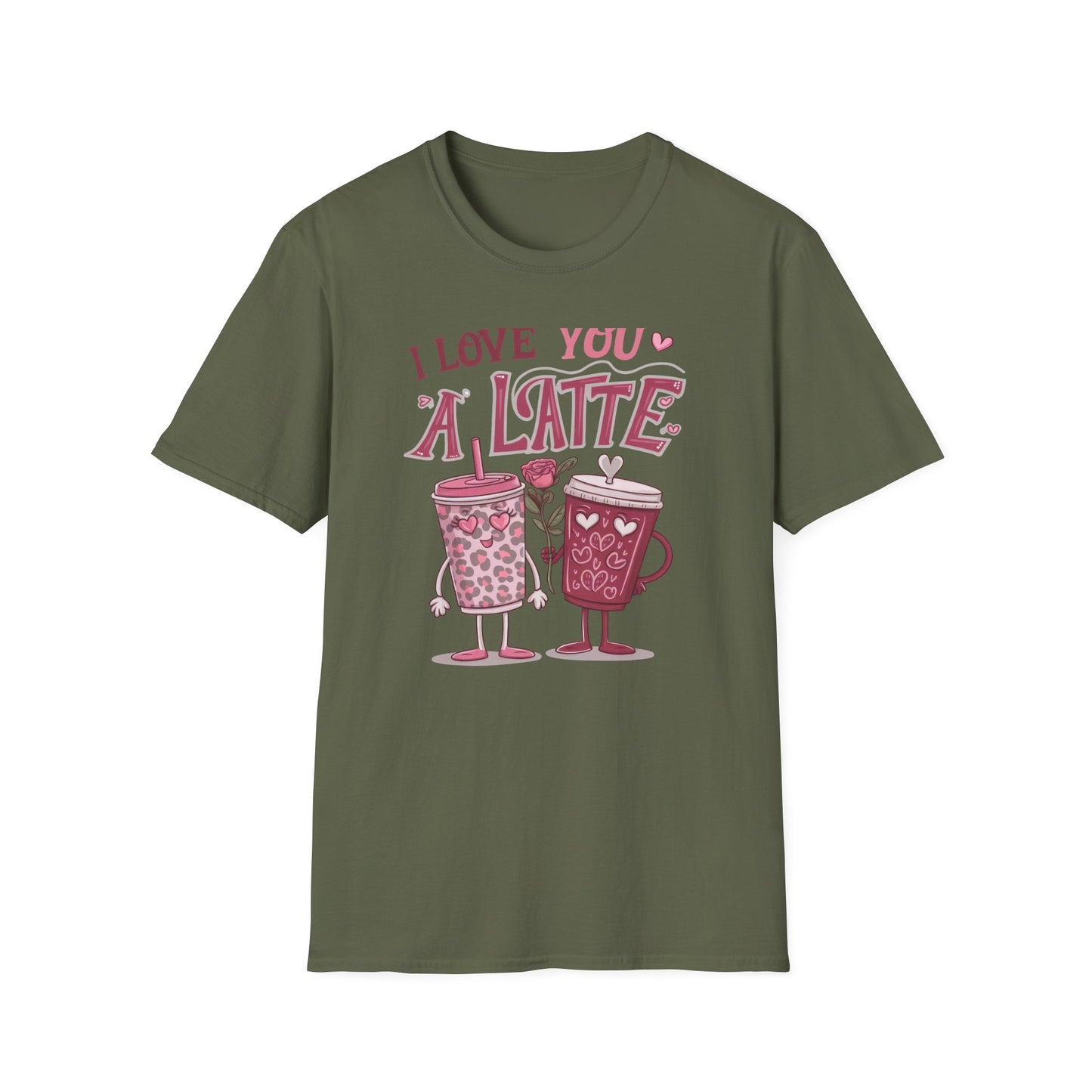 Adorable "I Love You A Latte" T-shirt | Sweet Coffee Pun Valentine's Gift for Couples & Lovers