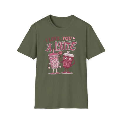 Adorable "I Love You A Latte" T-shirt | Sweet Coffee Pun Valentine's Gift for Couples & Lovers