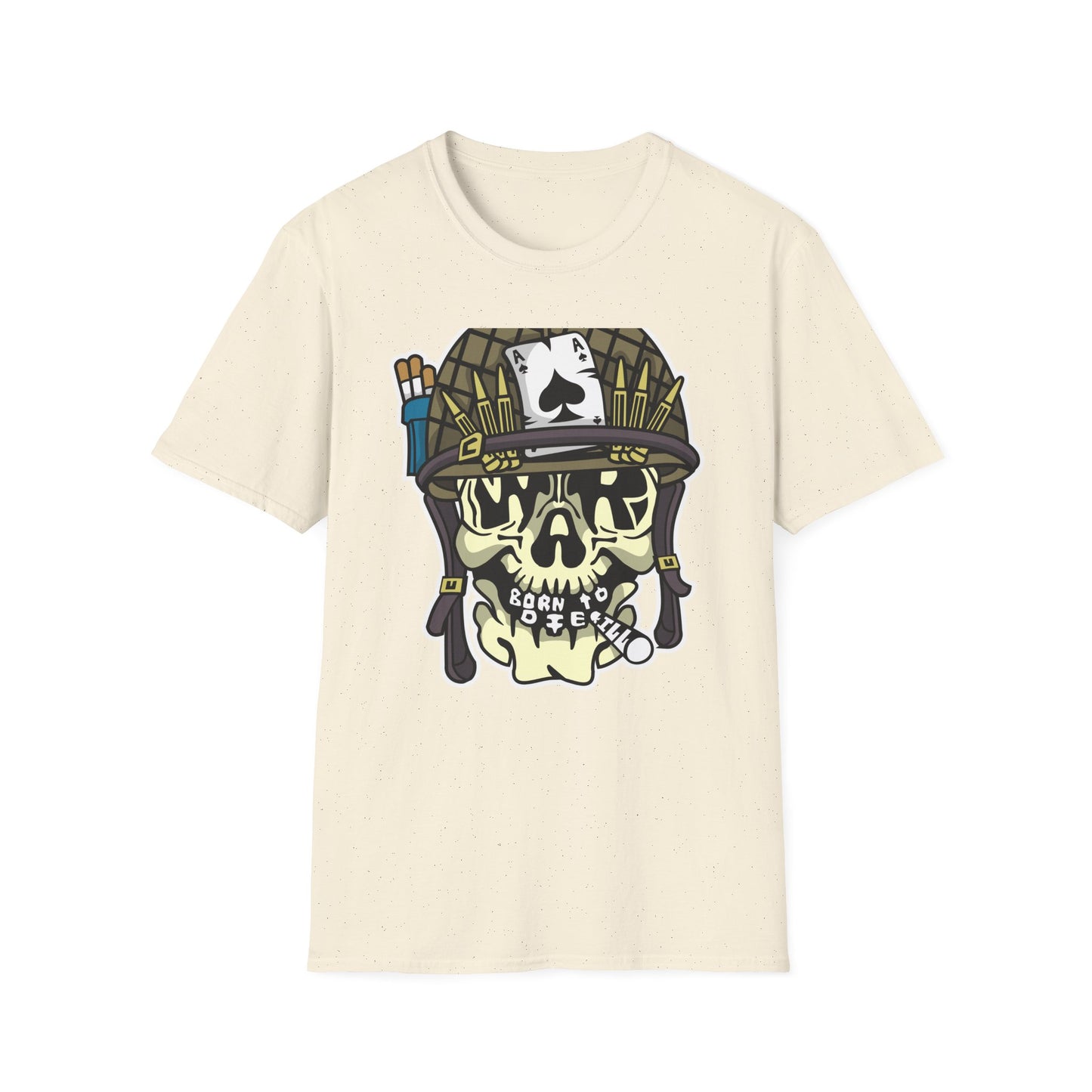 Born to Die Military Skull T-Shirt - Edgy Ace of Spades & Bullet Helmet Tee for Veterans, Bikers & Tattoo Lovers | Bold Statement Shirt