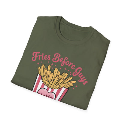 Must-Have 'Fries Before Guys' T-Shirt - Cute French Fry Tee for Sassy Women & Galentine's Day Fun!