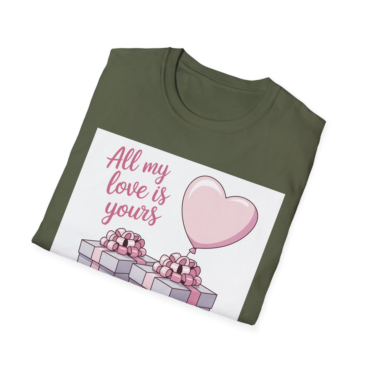 Sweet 'All My Love Is Yours' T-Shirt | Romantic Heart Balloon & Gifts Tee for Valentine's & Anniversaries