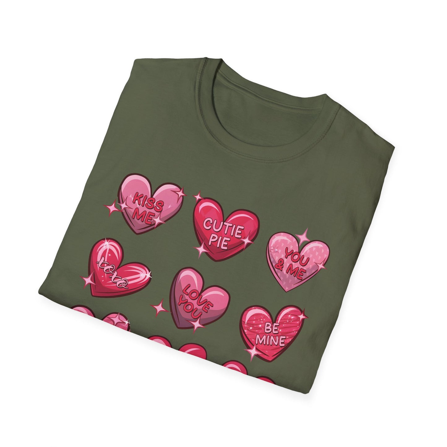 Adorable Valentine Candy Hearts T-Shirt | Sweet Love Messages Tee for Her & Him | Romantic "Kiss Me" Gift