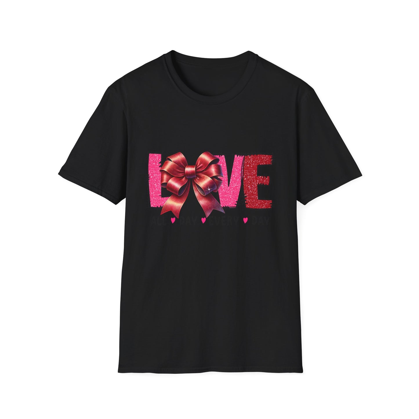 Sparkling LOVE Glitter Bow T-Shirt | Chic Valentine's Day Tee for Her | Dazzling Romantic Gift