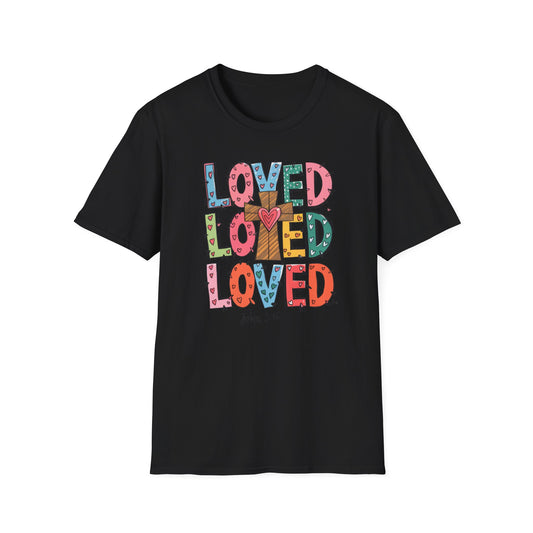 Vibrant Loved John 3:16 T-Shirt | Christian Faith Cross Hearts Tee | Uplifting Scripture Apparel for Women & Believers
