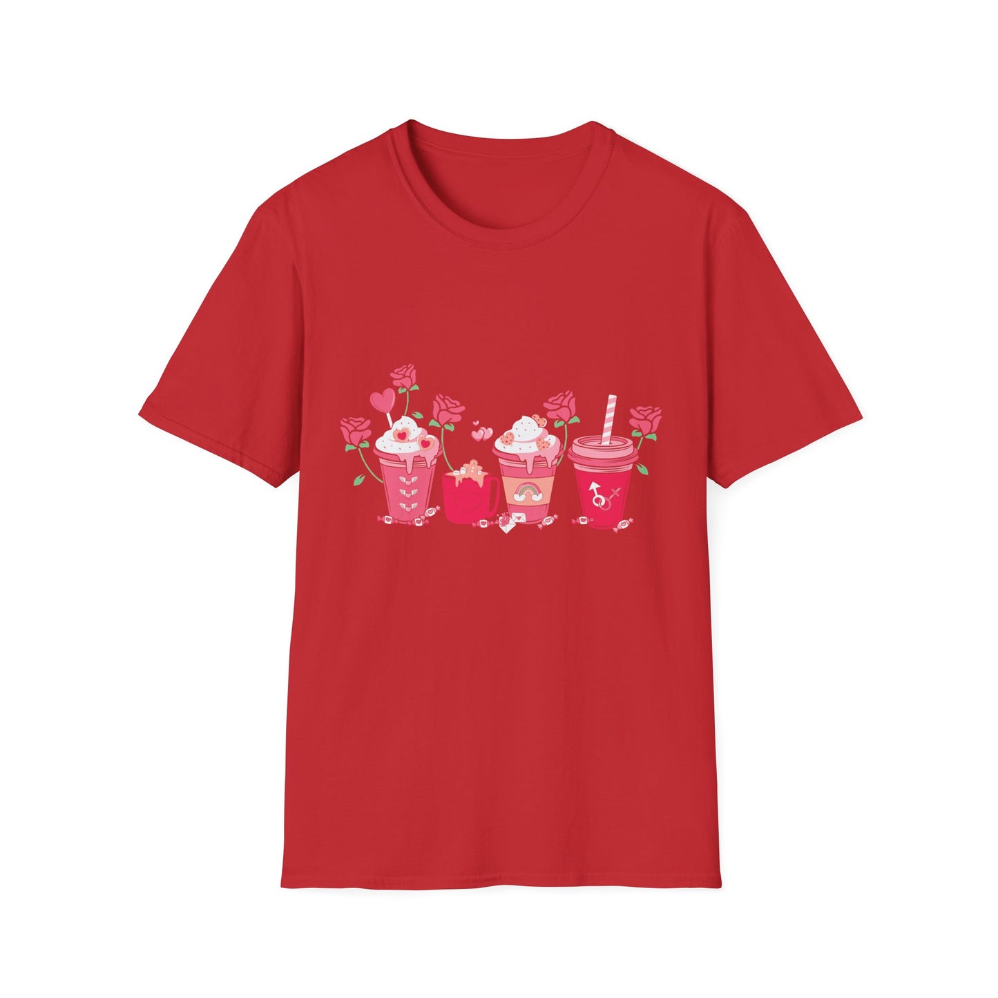 Charming Valentine's Sweet Treats T-Shirt | Adorable Love Drinks & Hearts Tee | Perfect Romantic Gift for Couples & Her