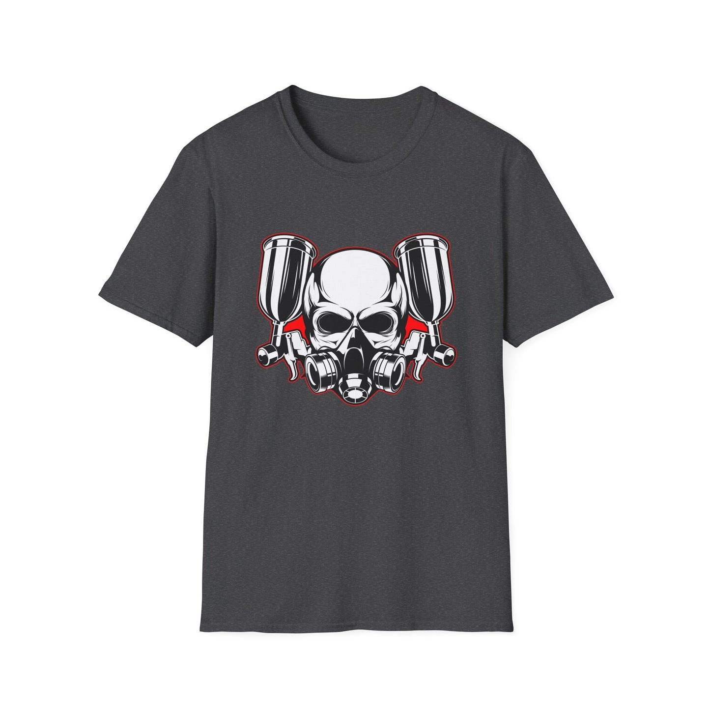 Bold Skull Gas Mask Spray Paint T-Shirt | Ultimate Airbrush Artist & Car Mechanic Gear Tee