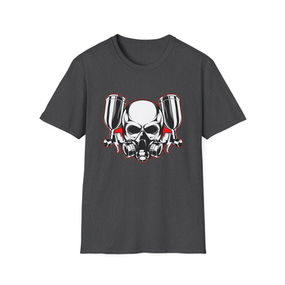 Bold Skull Gas Mask Spray Paint T-Shirt | Ultimate Airbrush Artist & Car Mechanic Gear Tee