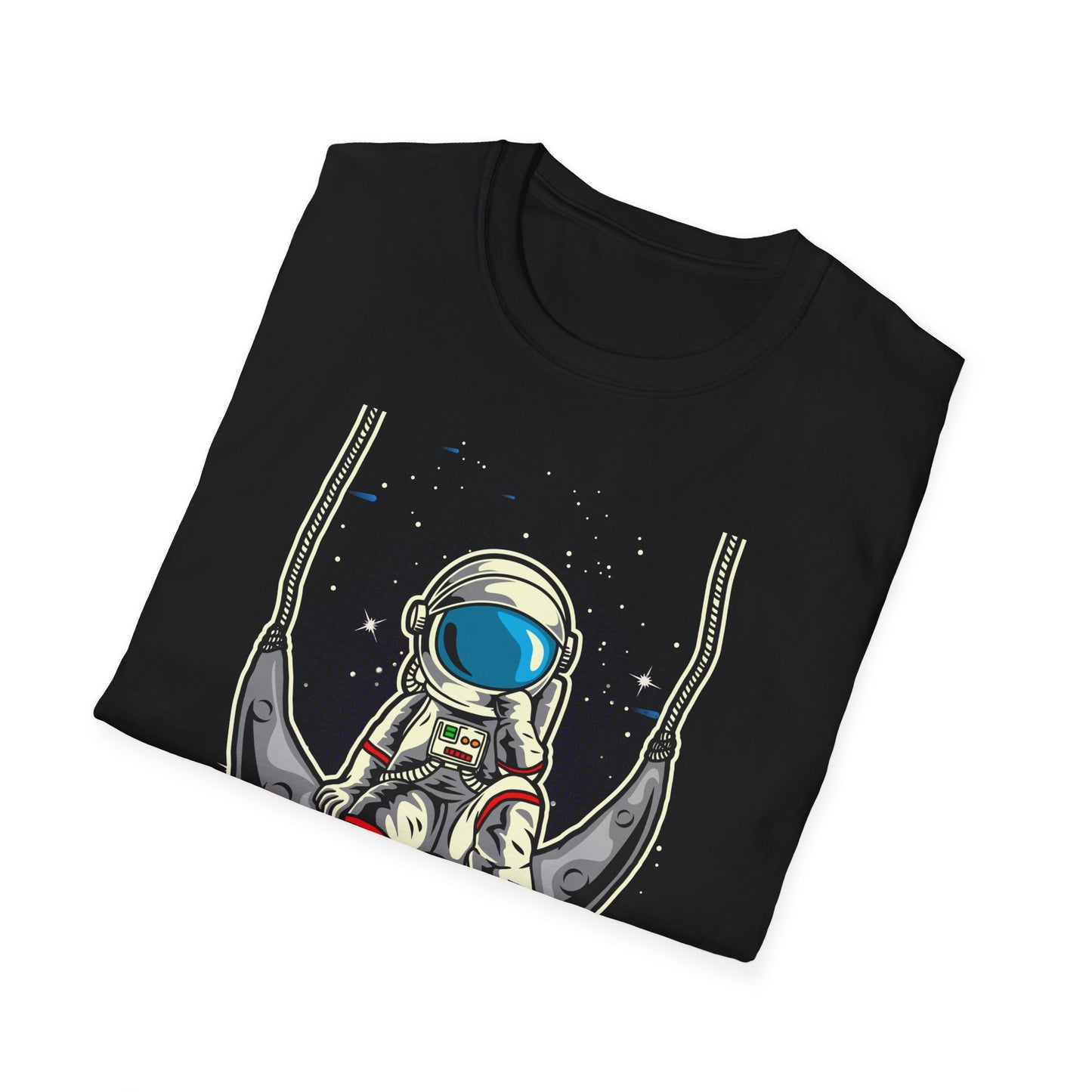 Cosmic Dreamer Astronaut Moon Swing T-Shirt | Unique Space Explorer Tee for Stargazers & Sci-Fi Fans