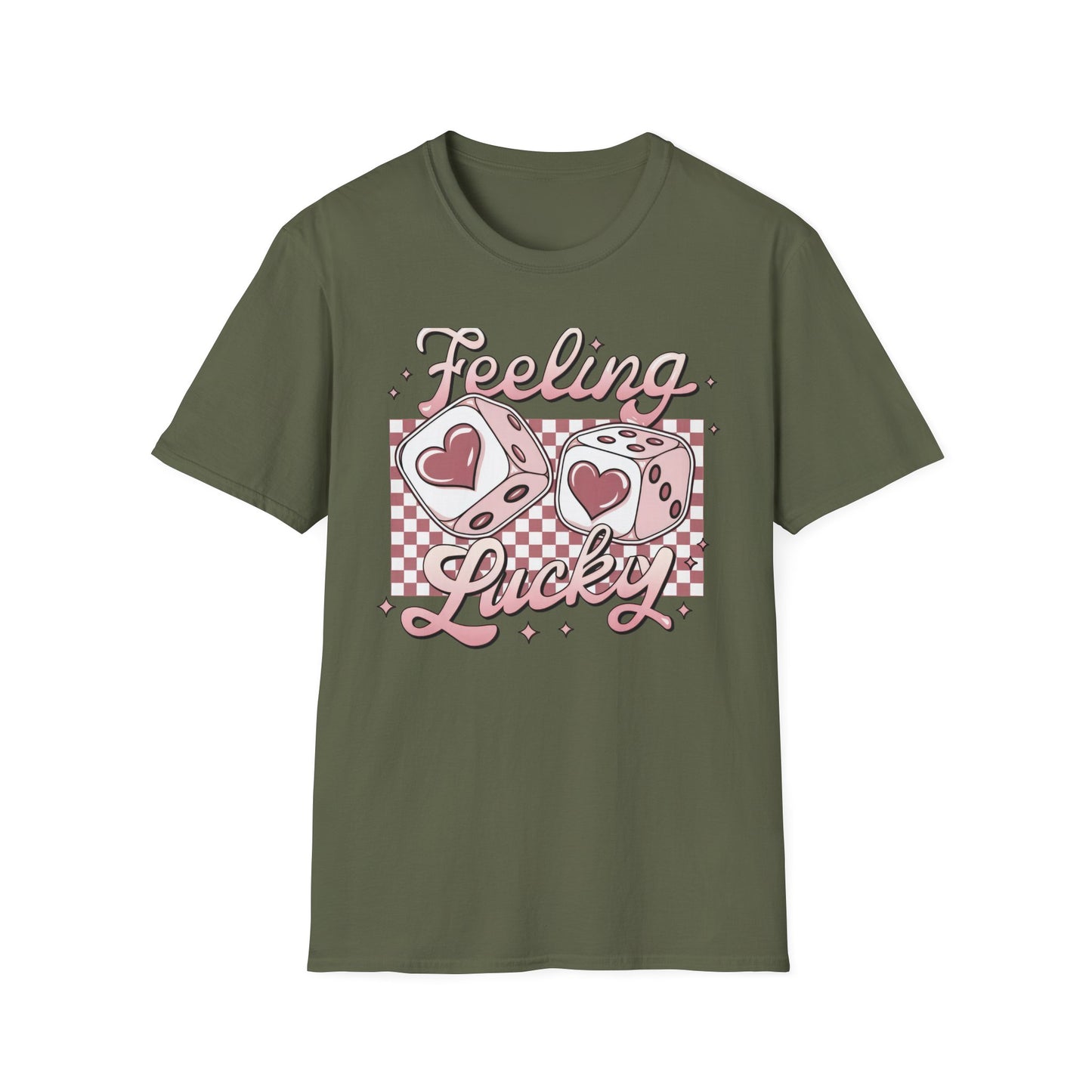 Feeling Lucky Dice Hearts T-Shirt | Chic Pink Aesthetic Tee | Trendy & Playful Love Design for Her