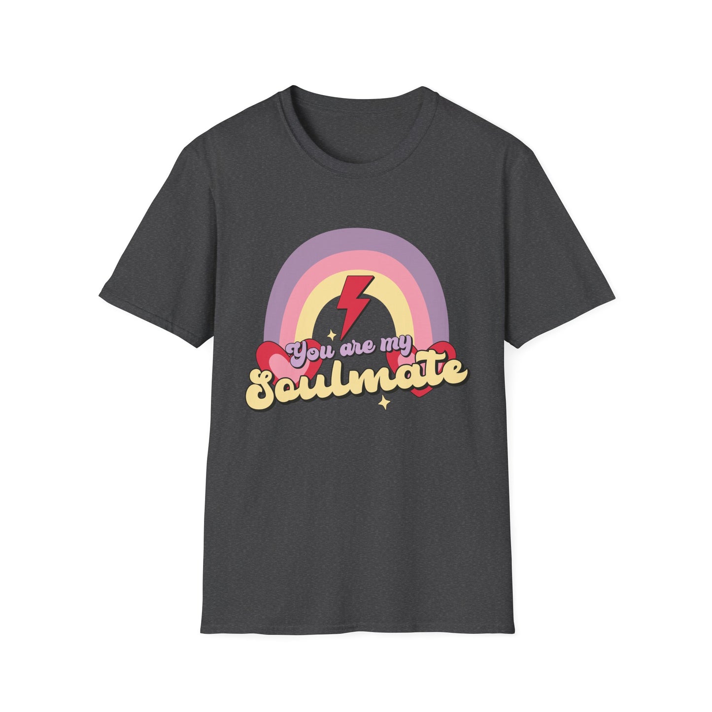 Retro Soulmate T-Shirt | Groovy Pastel Rainbow & Hearts Couple Tee | Perfect Romantic Valentine's Day Gift for Him or Her