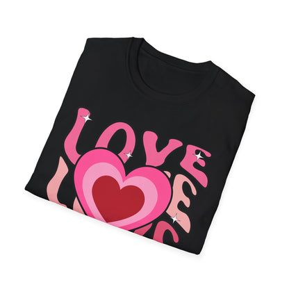 Groovy Pink Love Heart T-Shirt | Retro Y2K Sparkle Tee | Adorable Valentine's Day Gift for Her & Him
