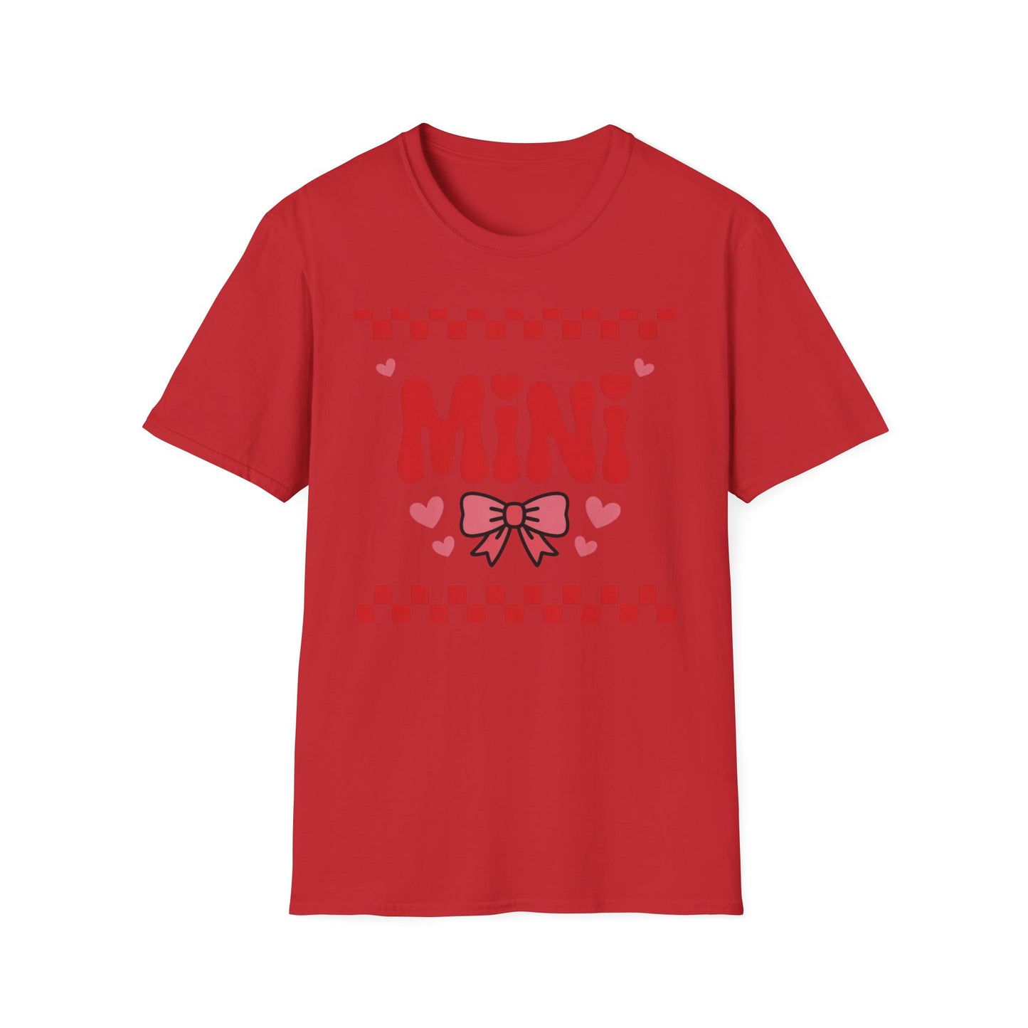 Adorable "MINI" Hearts & Bow T-Shirt | Trendy Checkered Design for Cute Girls & Sweethearts | Perfect Gift Tee