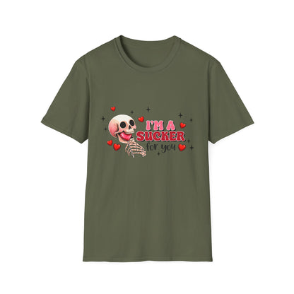 Funny Skeleton Love T-Shirt: "I'm a Sucker for You" Valentine's Day Graphic Tee - Unique Couple's Gift