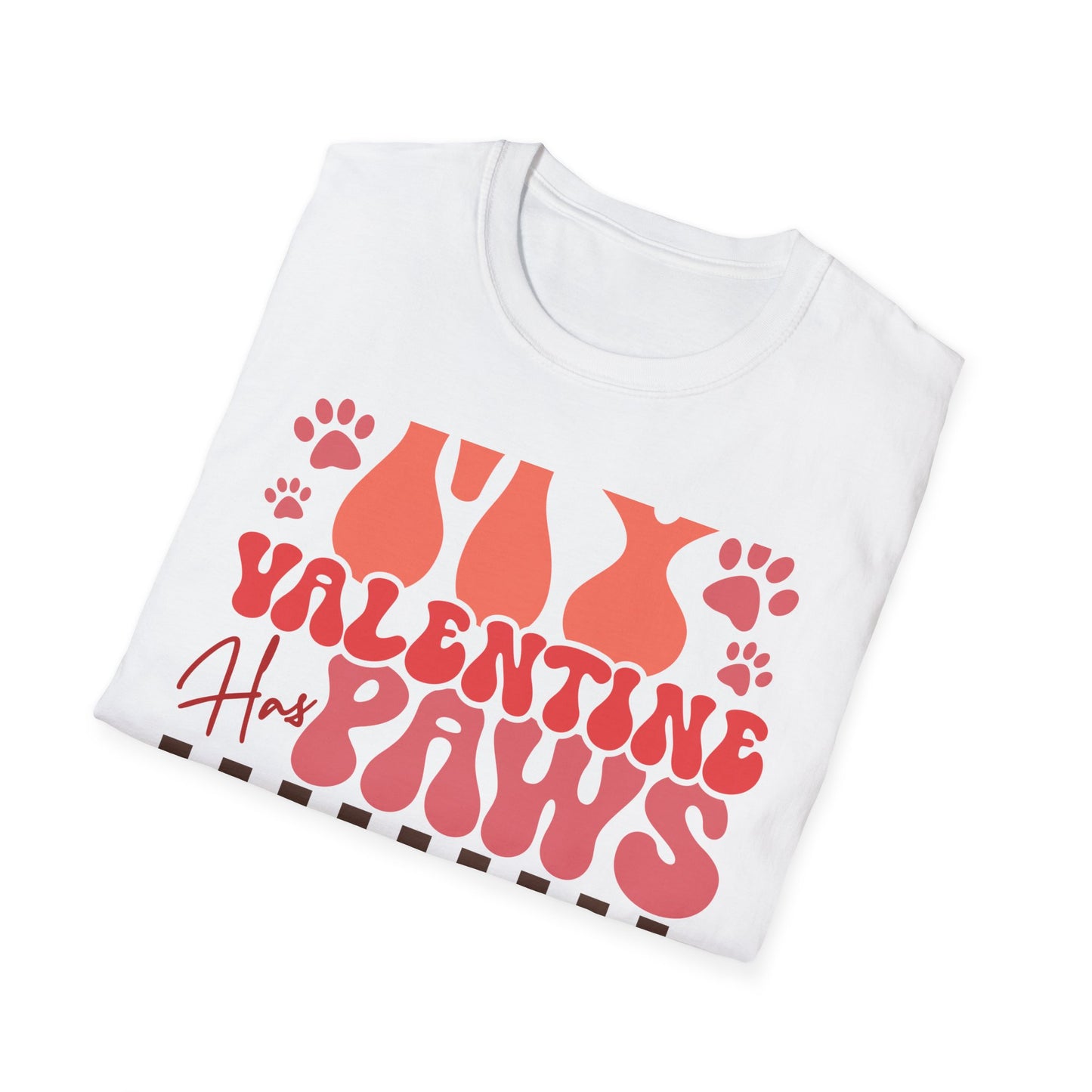 My Valentine Has Paws T-Shirt | Groovy Retro Pet Lover Tee | Adorable Dog Mom Cat Owner Gift