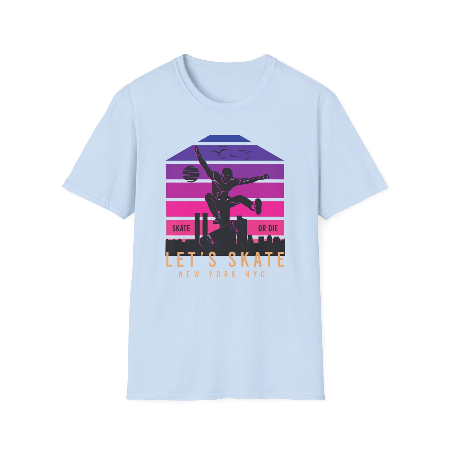 Epic Retro NYC Skater T-Shirt | Vibrant “Skate or Die” Urban Streetwear Tee for Skateboarders & Style Lovers
