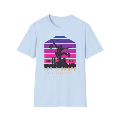 Epic Retro NYC Skater T-Shirt | Vibrant “Skate or Die” Urban Streetwear Tee for Skateboarders & Style Lovers
