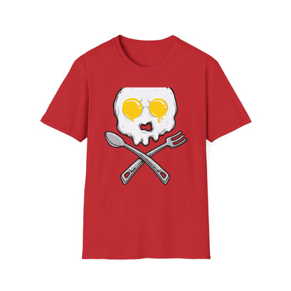 Epic Fried Egg Skull & Cross Utensils T-Shirt | Breakfast Lover & Chef Foodie Graphic Tee