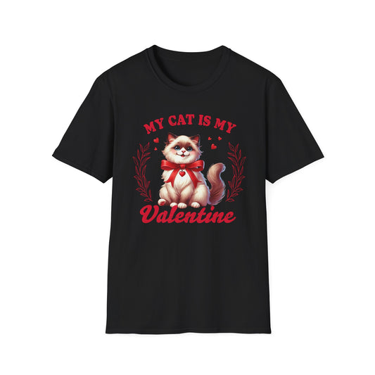Adorable My Cat Is My Valentine T-Shirt | Cute Fluffy Kitten Love Tee | Perfect Pet Owner Gift for Her